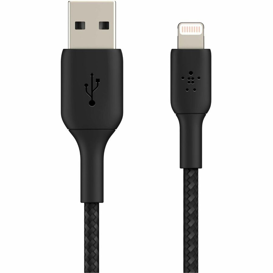 Belkin Braided Lightning to USB-A Cable (2m / 6.6ft, Black) - CAA002bt2MBK