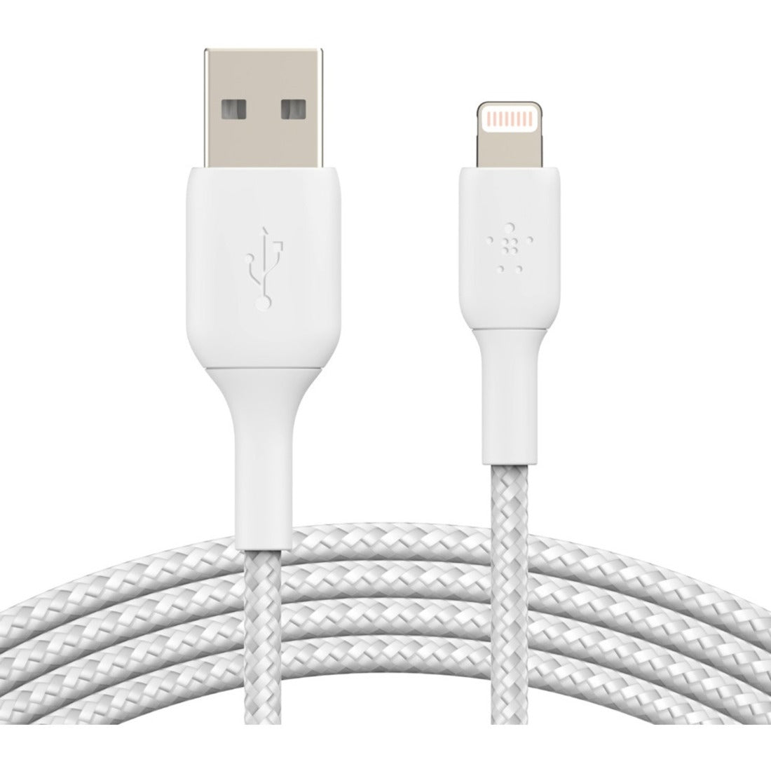 Belkin Braided Lightning to USB-A Cable (2m / 6.6ft, White) - CAA002bt2MWH