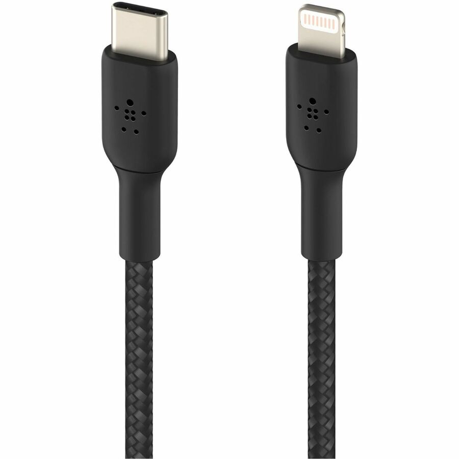 Belkin 30W USB-C to Lightning Cable - Nylon, Braided - M/M - 2m/6.6ft - Black - CAA004BT2MBK
