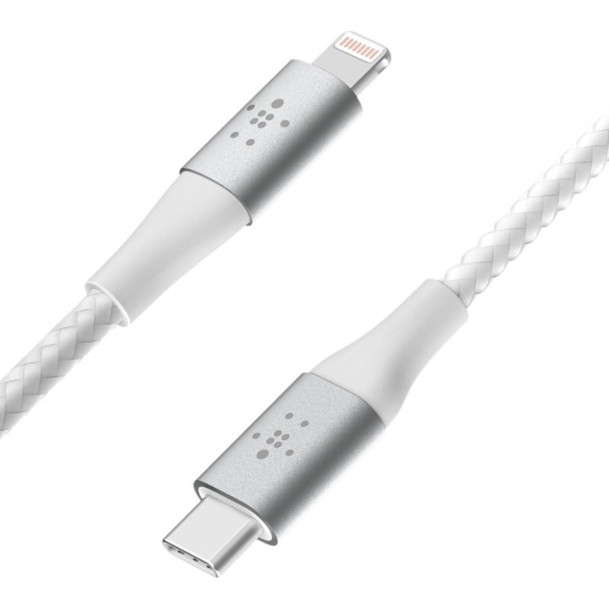 Belkin Braided USB-C to Lightning Cable (2m / 6.6ft, White) - CAA004BT2MWH