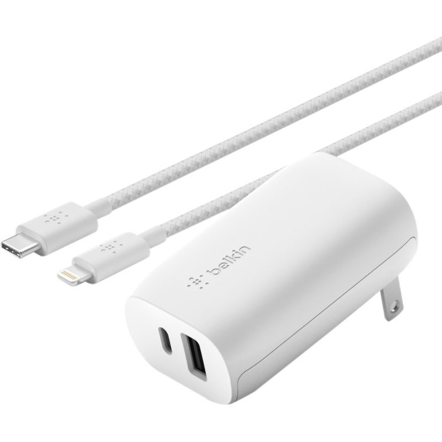 Belkin Braided USB-C to Lightning Cable (2m / 6.6ft, White) - CAA004BT2MWH