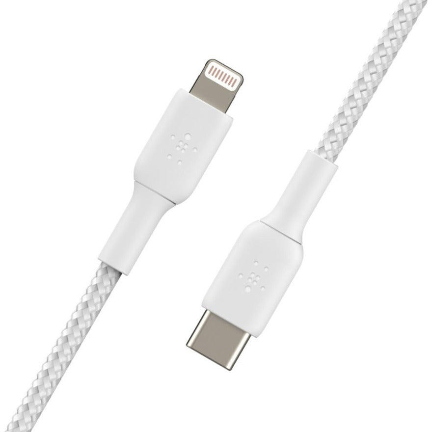Belkin Braided USB-C to Lightning Cable (2m / 6.6ft, White) - CAA004BT2MWH
