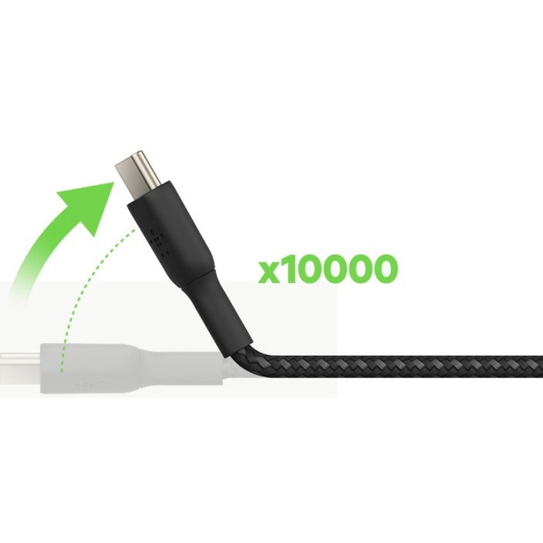 Belkin 60W USB-C to USB-C Cable - 480 Mbps - Nylon, Braided - M/M - 2m/6.6ft - Black - CAB004BT2MBK