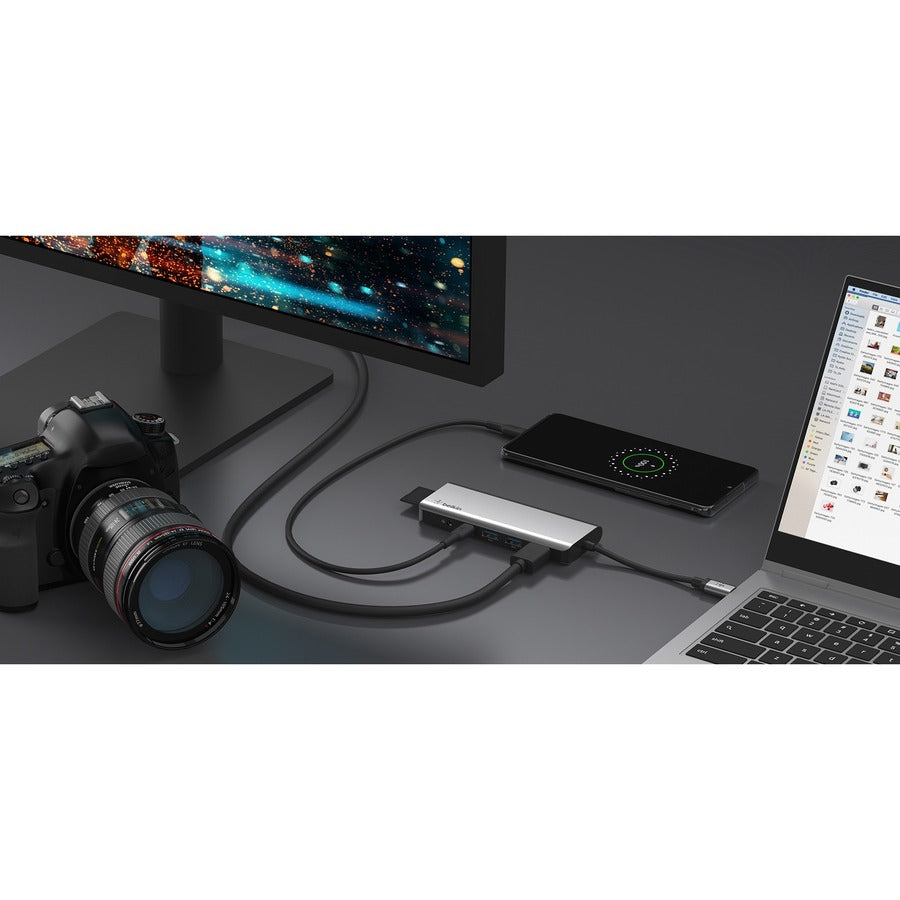 Belkin USB-C 7-in-1 Multiport Adapter, Laptop Docking Station, 2x USB-A 3.1 Gen 2, 4k HDMI 2.0, 100W Power Delivery 3.0 - PVC003btSGY