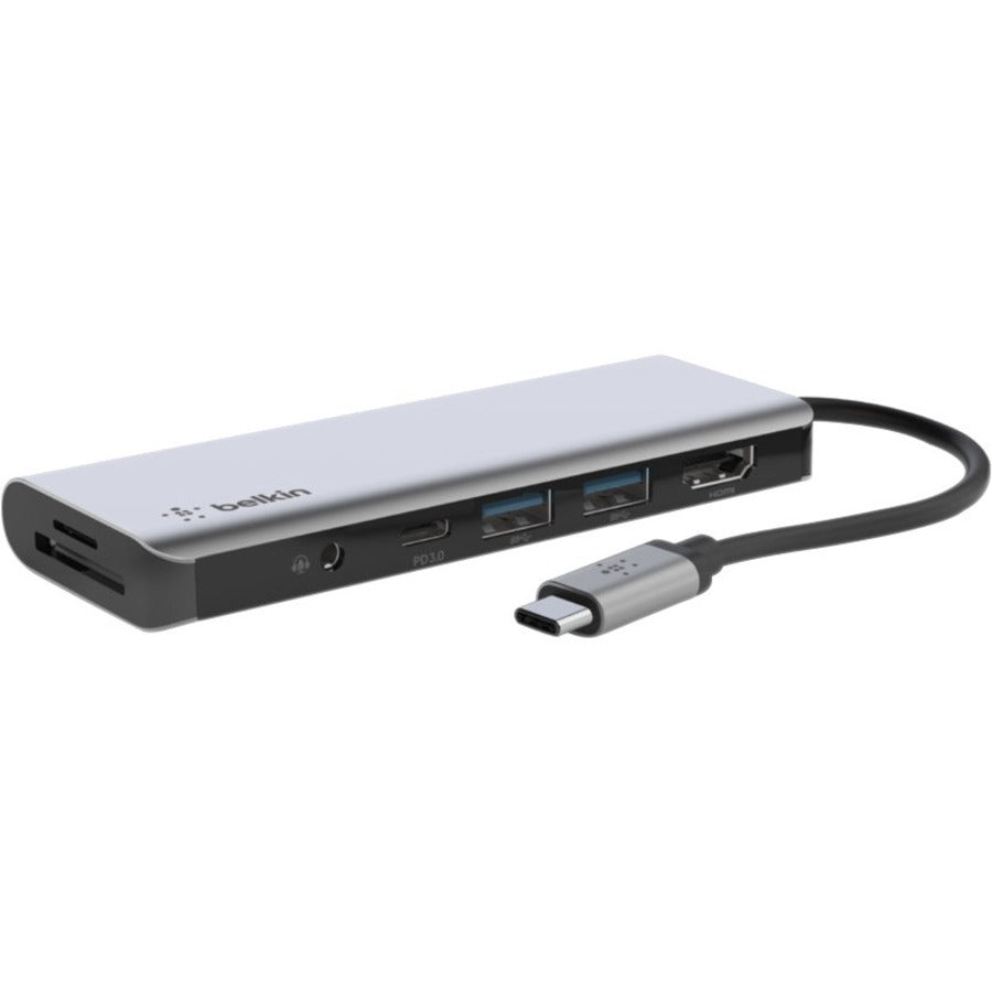 Belkin USB-C 7-in-1 Multiport Adapter, Laptop Docking Station, 2x USB-A 3.1 Gen 2, 4k HDMI 2.0, 100W Power Delivery 3.0 - PVC003btSGY