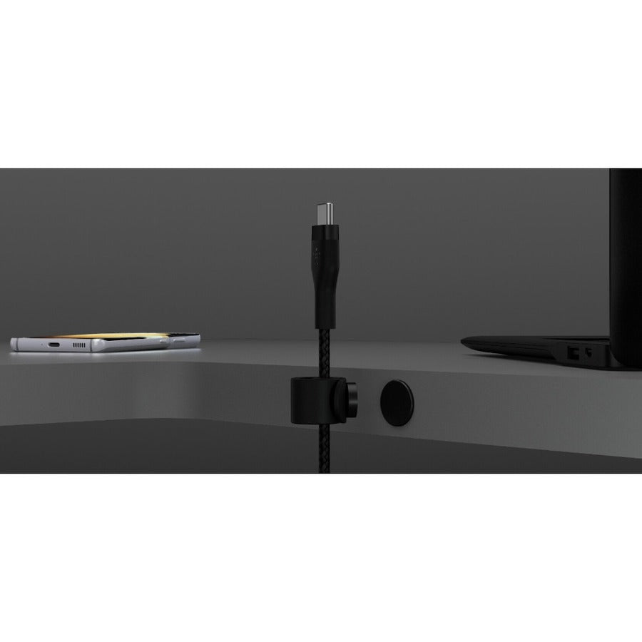 Belkin 60W USB-C to USB-C Cable - 480 Mbps - Silicone, Braided - M/M - 3m/9.9ft - Black - CAB011BT3MBK