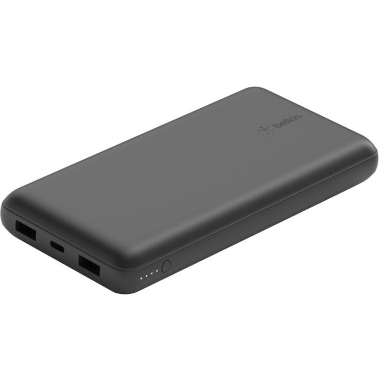 Belkin 15W 3-port USB Power Bank - 20K mAh - 2xUSB-A (12W), 1xUSB-C (15W) - Portable Charger - w/ USB-A to USB-C Cable - Black - BPB012btBK