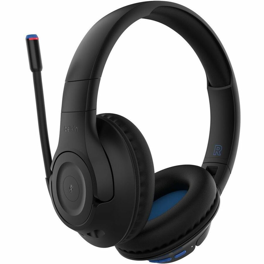 Belkin Wireless Over-Ear Headset for Kids with Mic - On-Ear Earphones for iPhone, iPad, Fire Tablet & More - Black - AUD006btBLK