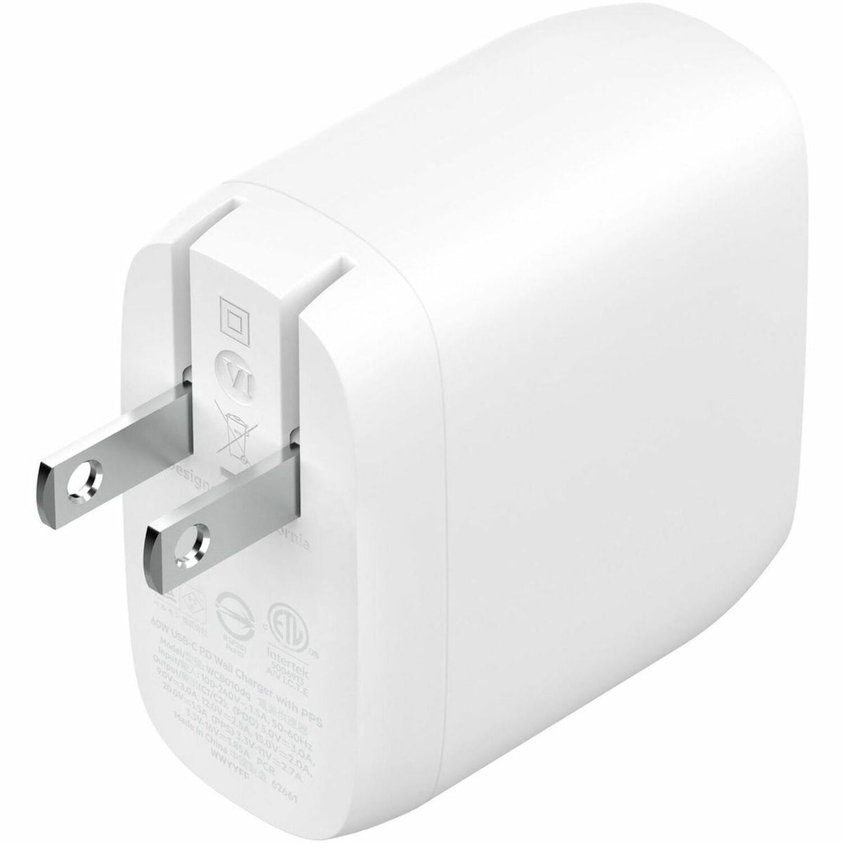 Belkin Dual USB-C Wall Charger w/PPS 60W for Apple iPhone, Galaxy, Google - Compatible w/USB-C to Lightning & USB-C - WCB010dqWH