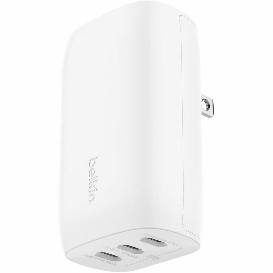 Belkin 67W Portable 3-Port USB-C Wall Charger - 3xUSB-C (67W Total) - Fast Charging - Power Adapter - White - WCC002DQWH