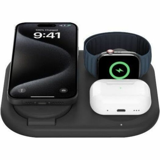 Belkin BoostCharge 3-in-1 Magnetic Foldable Wireless Charger with Qi2 15W - WIZ029ttBK
