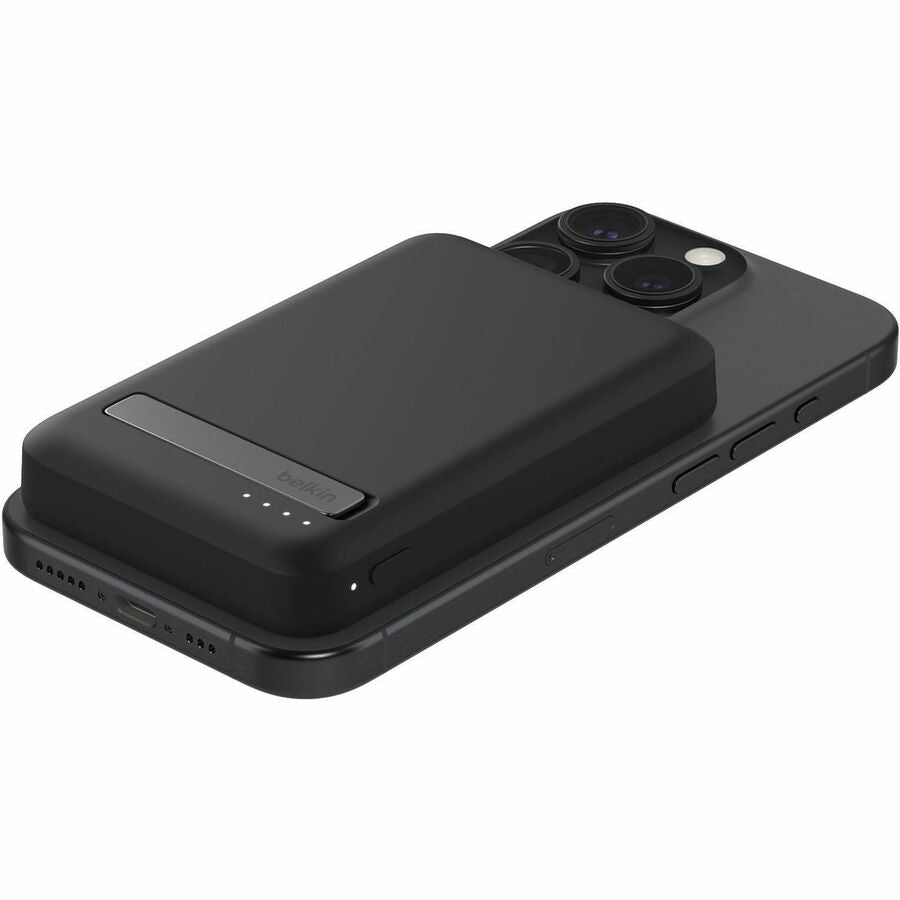 Belkin 15W Wireless Magnetic Power Bank w/ Stand, Qi2 - 5K mAh - 1xUSB-C - Portable Charger - w/ USB-C to USB-C Cable - Black - BPD006btBK