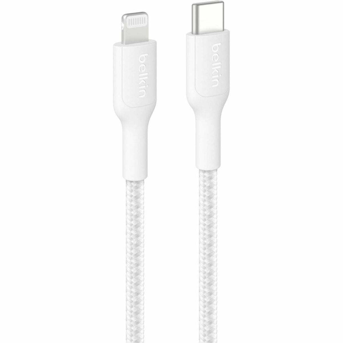 Belkin BoostCharge Pro USB-C Braided Cable with Lightning Connector, 6.6ft/2m, White - CAA022fq2MWH