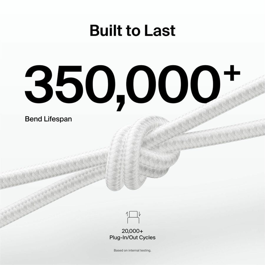 Belkin BoostCharge Pro USB-C Braided Cable with Lightning Connector, 6.6ft/2m, White - CAA022fq2MWH