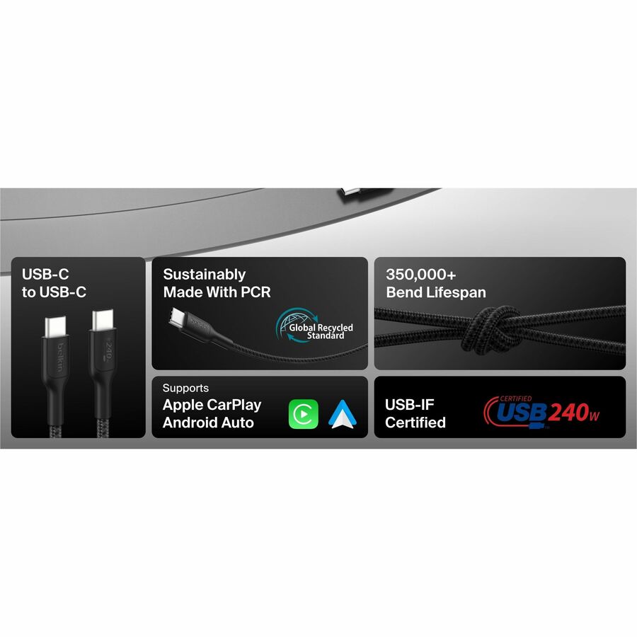Belkin USB-C to USB-C Braided Cable 240W - CAB025fq2MBK