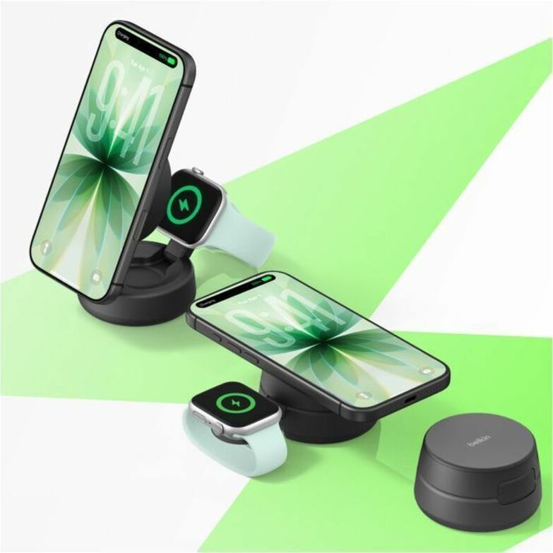 Belkin UltraCharge Pro 2-in-1 Convertible Magnetic Charger with Qi2 25W, Charcoal - WIZ043ttCH