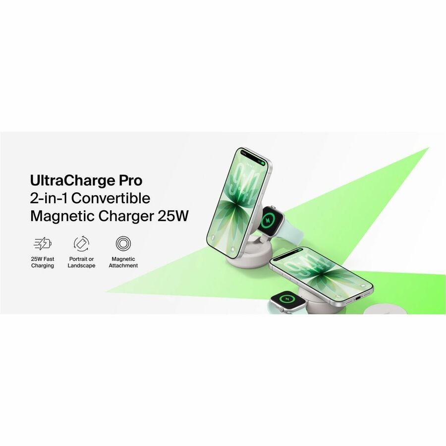 Belkin UltraCharge Pro 2-in-1 Convertible Magnetic Charger with Qi2 25W, Sand - WIZ043ttSD