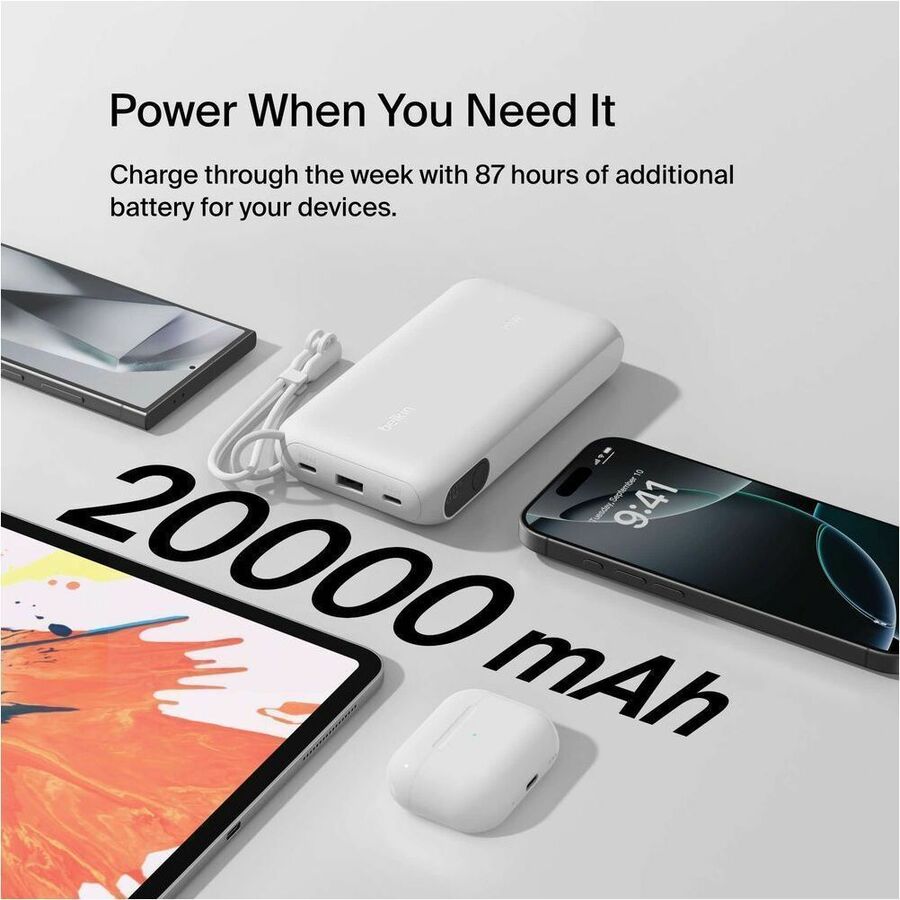 Belkin BoostCharge Power Bank 20K with Display - BPB028FQWH
