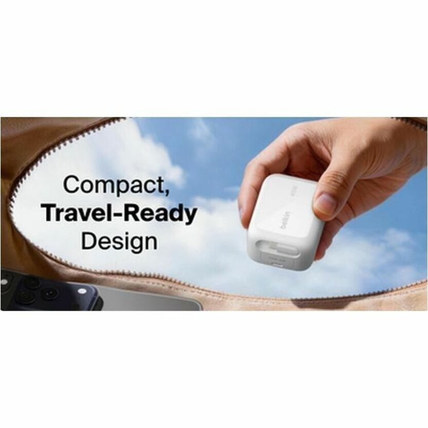 Belkin UltraCharge Retractable GaN Wall Charger 45W, White - WCH023dqWH