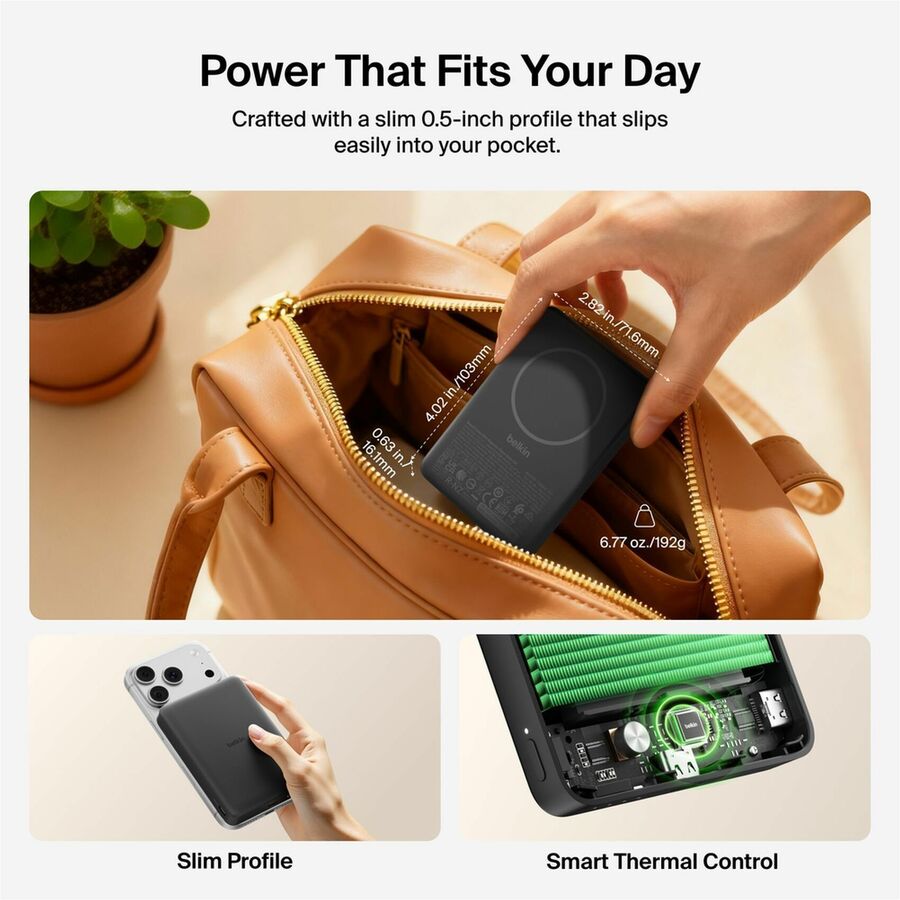 Belkin BoostCharge Slim Magnetic Power Bank 10K - BPD015fqBK