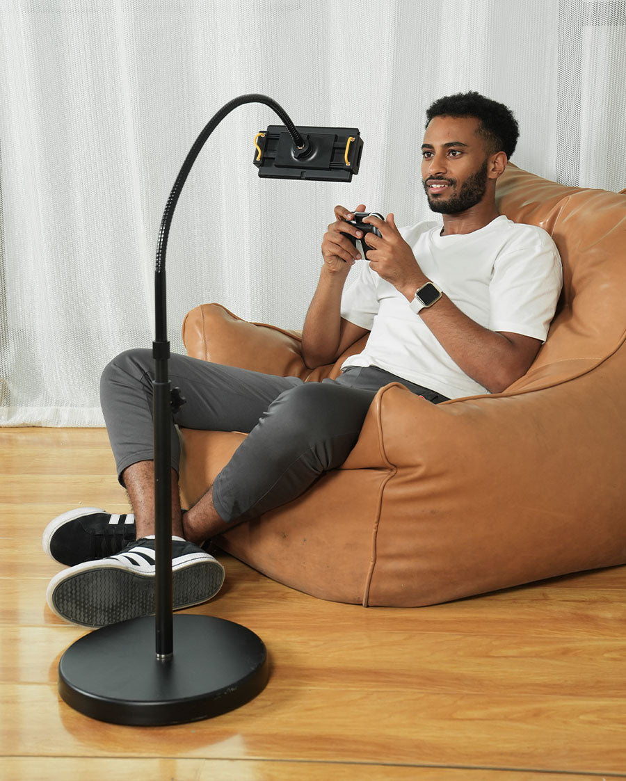 Lamicall Tablet Floor Stand - Gooseneck Swivel Tablet Holder Mount with Adjustable Height & 10.6lb Stable Base