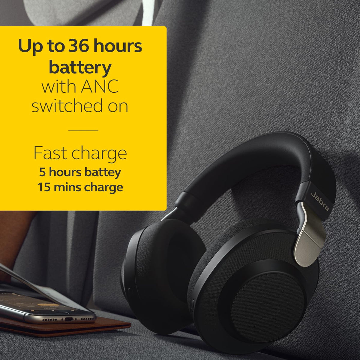 Jabra Elite 85h Wireless Noise Cancelling Over-the-Ear Headphones ƒ?? Titanium Black ƒ?? 100-99030000-02