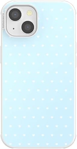 PopSockets iPhone 14 Phone Case with MagSafe- Sweet Heart Blue | Magnetic, Wireless Charging, Camera & Drop Protection, Blue, Phone, Women