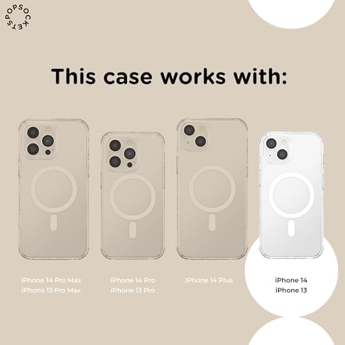 PopSockets iPhone 14 Phone Case with MagSafe- Horchata Fossil