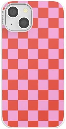 PopSockets iPhone 13 Phone Case with MagSafe- to-Go Wrap | Magnetic, Wireless Charging, Camera & Drop Protection, Checkered, Red, Textured