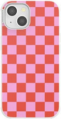 PopSockets iPhone 14 Phone Case with MagSafe- to-Go Wrap | Magnetic, Wireless Charging, Camera & Drop Protection, Checkered, Red, Textured