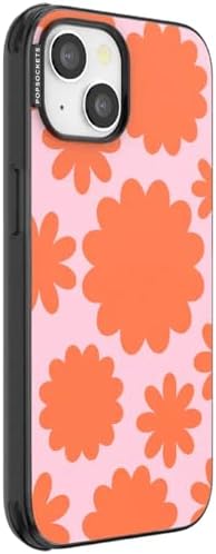 PopSockets iPhone 14 Phone Case with MagSafe- Floating Florals | Magnetic, Wireless Charging, Camera & Drop Protection, Hot Pink, Flower, Floral
