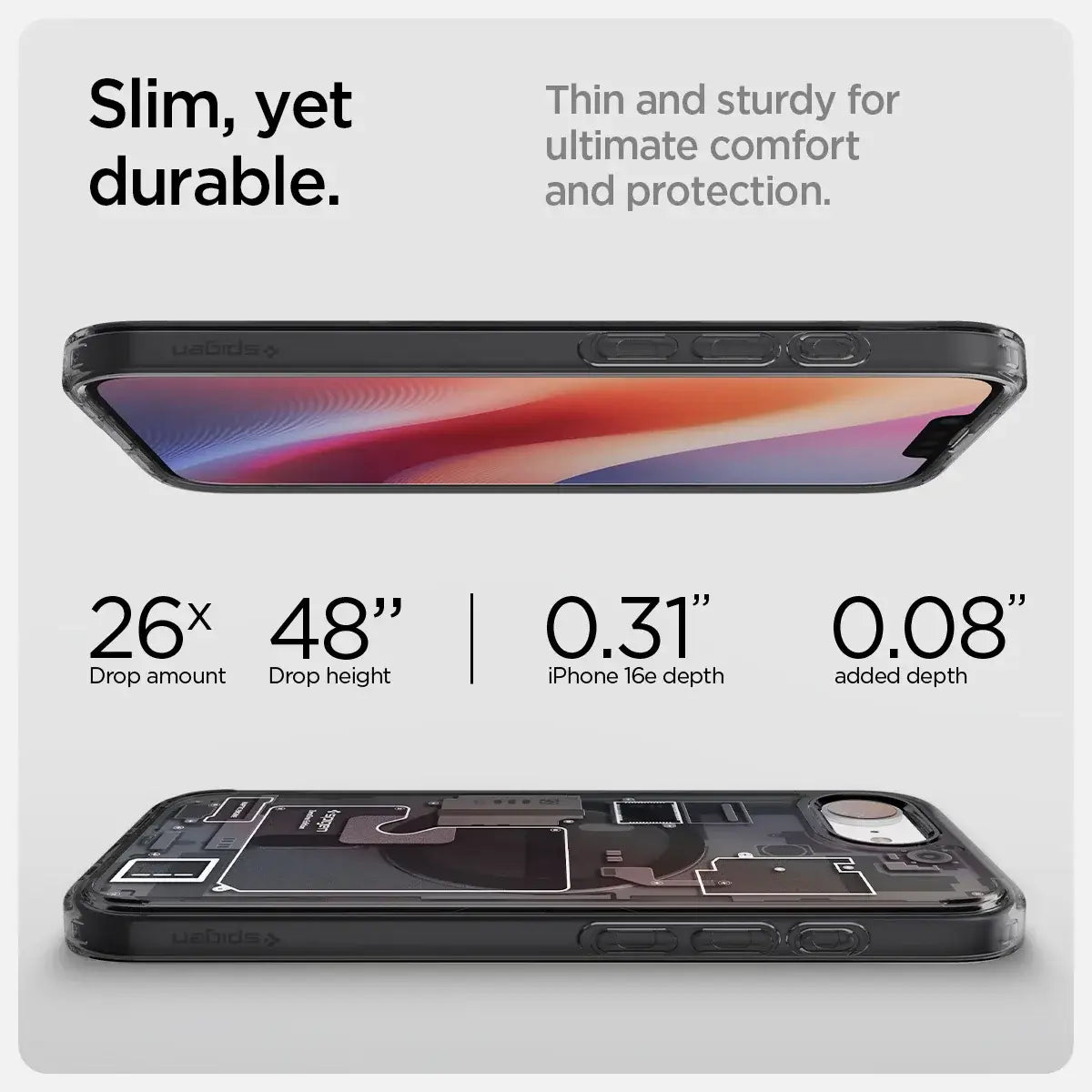 Spigen Ultra Hybrid MagFit Zero One MagSafe Case for iPhone 16e (2025) – Futuristic Transparent Tech Design