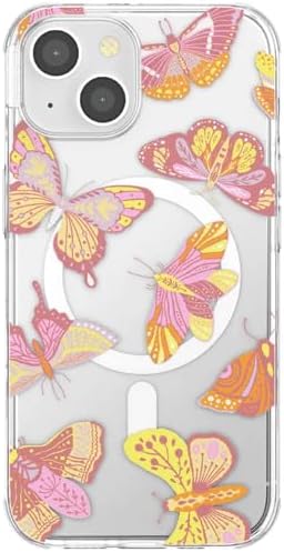 PopSockets iPhone 14 Phone Case with MagSafe- Sunset Mariposa | Magnetic, Wireless Charging, Camera & Drop Protection, Butterfly, Moth, Luna, Western, Boho, Aesthetic