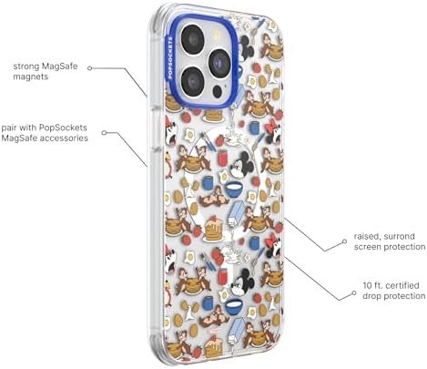 PopSockets iPhone 15 Pro Phone Case with MagSafe, Wireless Charging Compatible, Disney - Mickey's Buffet