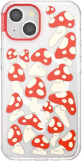 PopSockets iPhone 14 Case with MagSafe, Phone Case for iPhone 14, Grip Sold Separately, Wireless Charging Compatible - Red Shrooms