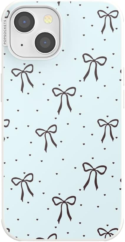 PopSockets iPhone 14 Phone Case with MagSafe- Tiny Bows | Magnetic, Wireless Charging, Camera & Drop Protection, Bow, Phone, Women