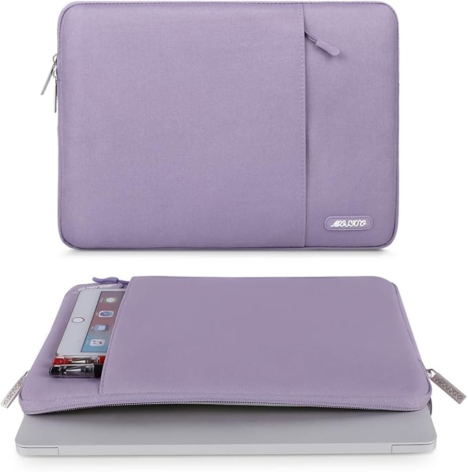 MOSISO Laptop Case 13.3 inch, 13-13.3 inch Laptop Sleeve Compatible with MacBook Air/Pro 13 / Pro 14, HP Dell ASUS Lenovo Notebook, Polyester Vertical Computer Sleeve Bag with Pocket, Purple