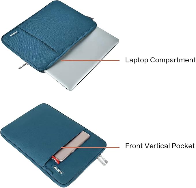 MOSISO Laptop Case 12.3 inch, 11.6-12.3 inch Laptop Sleeve Compatible with MacBook Air 11.6, Acer HP Dell Lenovo Samsung, Surface Pro, Polyester Vertical Computer Sleeve Bag with Pocket, Deep Teal