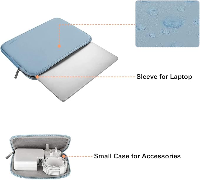 MOSISO Laptop Case 13 inch, 13 inch Laptop Sleeve Bag Compatible with MacBook Air 13 M4 M3 M2 M1 2025-2018 / Pro 13 M2 M1 2025-2016, Neoprene Computer Sleeve Bag with Small Case, Airy Blue