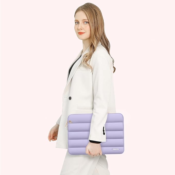 MOSISO 13.3 inch Laptop Case, 13-13.3 inch Puffy Laptop Sleeve Compatible with MacBook Air 13 13.6 M4 M3 M2 M1/Pro 13/Pro 14, HP Dell ASUS Lenovo,Polyester Horizontal Bag with Small Case, Purple