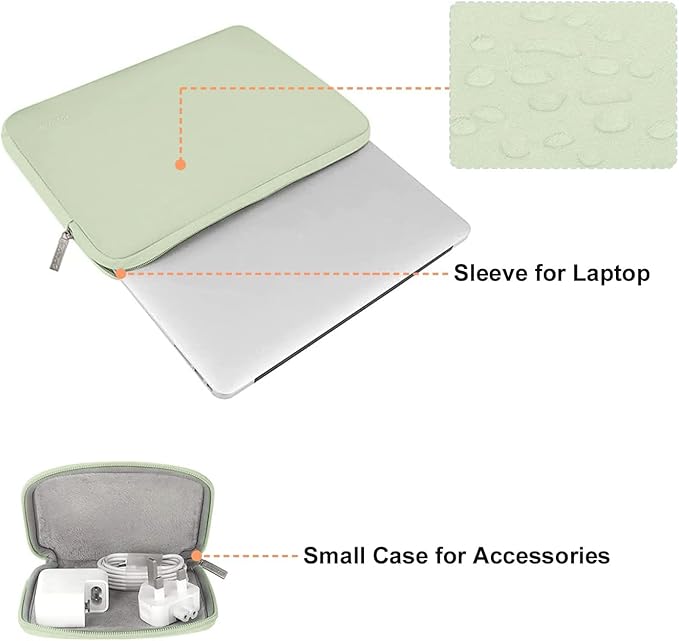 MOSISO Laptop Case 13 inch, 13 inch Laptop Sleeve Bag Compatible with MacBook Air 13 M4 M3 M2 M1 2025-2018 / Pro 13 M2 M1 2025-2016, Neoprene Computer Sleeve Bag with Small Case, Sage Green