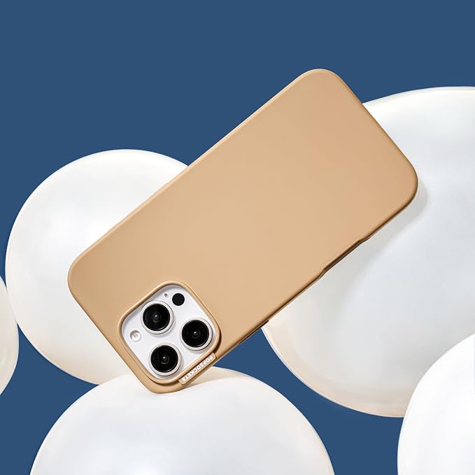 PopSockets iPhone 16 Pro Phone Case with MagSafe- Latte | Magnetic, Wireless Charging, Camera & Drop Protection, Brown, Plain, Cream, Beige, Summer Spring