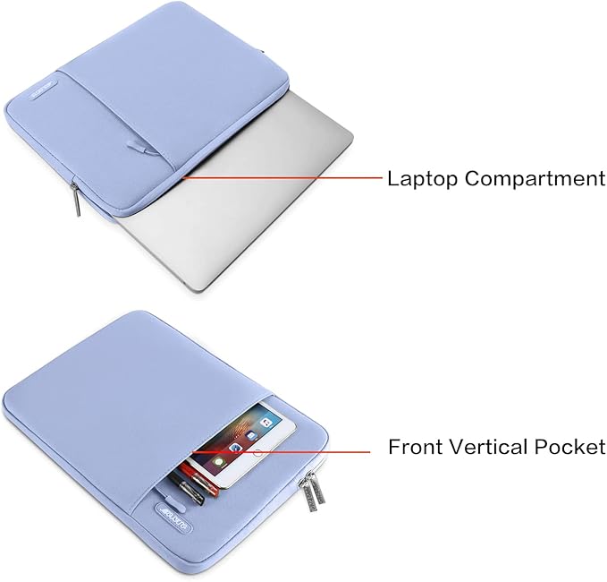 MOSISO Laptop Case 13.3 inch, 13-13.3 inch Laptop Sleeve Compatible with MacBook Air/Pro 13 / Pro 14, HP Dell ASUS Lenovo Notebook, Polyester Vertical Computer Sleeve Bag with Pocket, Pastel Blue
