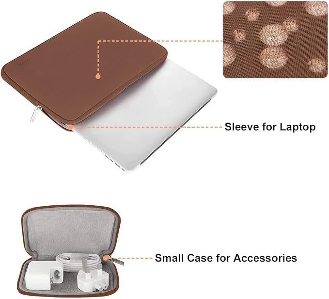 MOSISO Laptop Case 15 inch, 15 inch Laptop Sleeve Bag Compatible with MacBook Air 15 M4 A3241 M3 A3114 M2 A2941 2025 2024 2023, Dell XPS 15, Neoprene Computer Sleeve Bag with Small Case, Caramel Brown