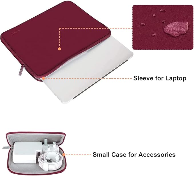 MOSISO Laptop Case 13.3 inch, 13-13.3 inch Laptop Sleeve Bag Compatible with MacBook Air/Pro 13 / Pro 14, HP Dell ASUS Lenovo Notebook, Neoprene Computer Sleeve Bag with Small Case, Red