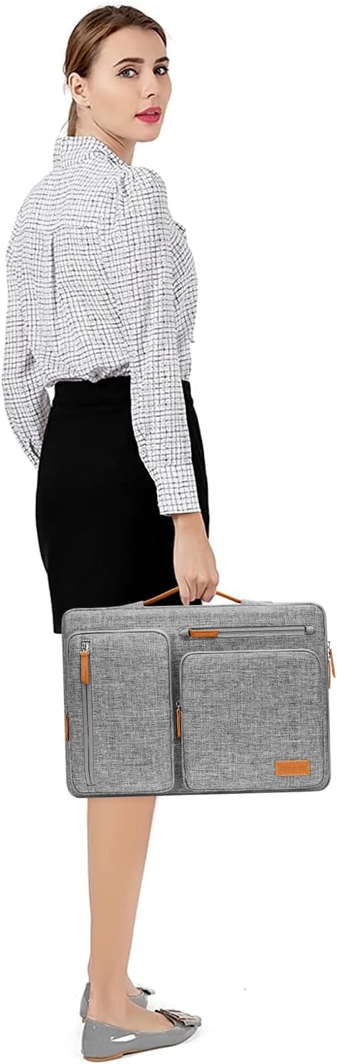MOSISO 360 Protective Laptop Case 15 inch, 15 inch Laptop Sleeve Compatible with MacBook Air M4 M3 M2 2025 2024 2023, Dell XPS Plus, Side Open Carrying Case with 4 Zipper Pockets&Handle, Gray