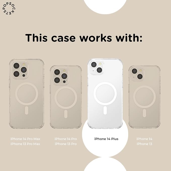 PopSockets iPhone 14 Plus Phone Case with MagSafe, Wireless Charging Compatible, Disney - Boho Wildflowers Blue
