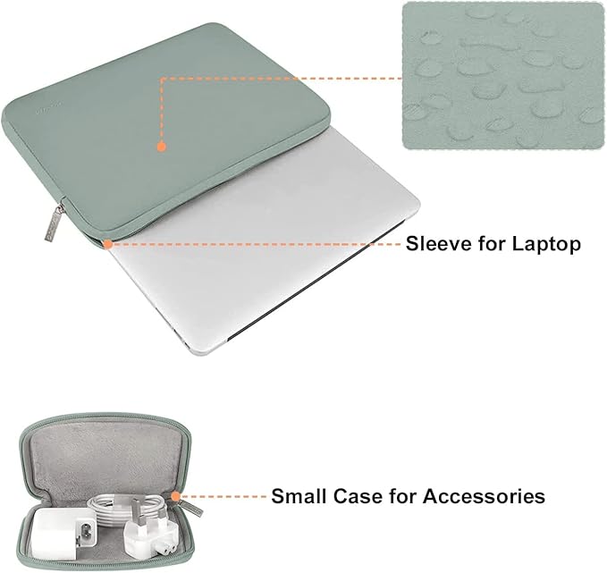 MOSISO Laptop Case 16 inch, 15-15.6 inch Laptop Sleeve Bag Compatible with MacBook Pro 16 inch, HP, Acer, Dell, Lenovo, ASUS Notebook, Neoprene Computer Sleeve Bag with Small Case, Antique Green