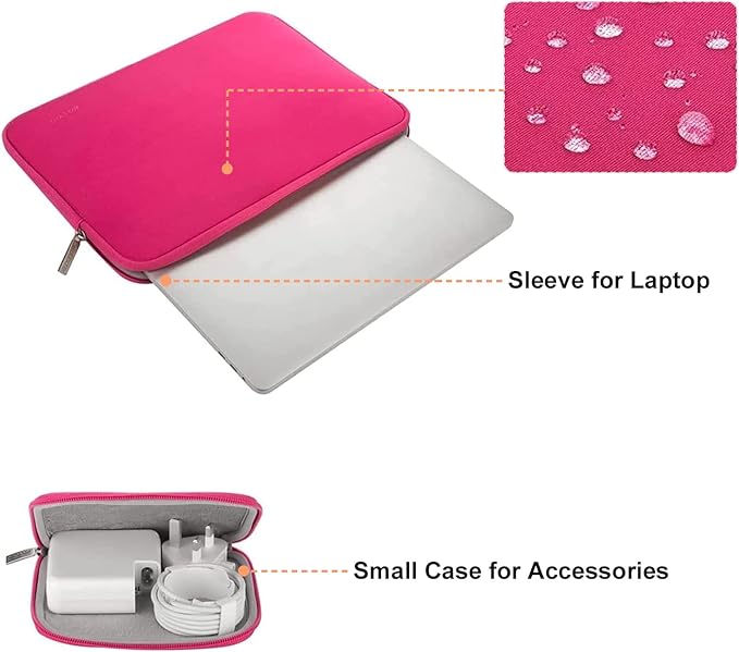 MOSISO Laptop Case 13.3 inch, 13-13.3 inch Laptop Sleeve Bag Compatible with MacBook Air/Pro 13/Pro 14 M5 M4 M3 M2 M1, HP Dell ASUS Lenovo, Neoprene Computer Sleeve Bag with Small Case, Rose Red
