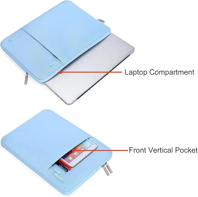 MOSISO Laptop Case 15 inch, 15 inch Laptop Sleeve Compatible with MacBook Air 15 M4 A3241 M3 A3114 M2 A2941 2025 2024 2023,Dell XPS 15,Polyester Vertical Computer Sleeve Bag with Pocket, Air Blue